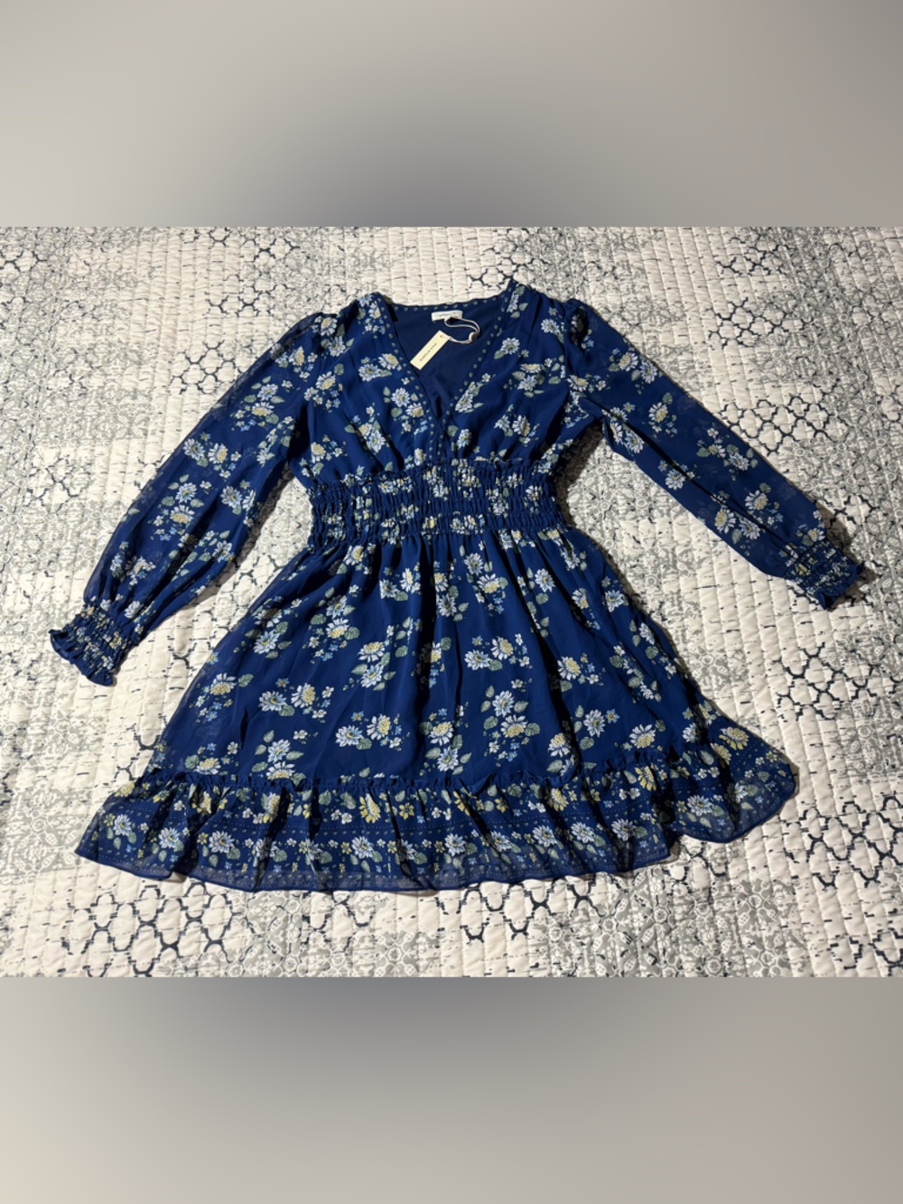 Max Studio Blue Floral Dress Ladies XL New with Tags